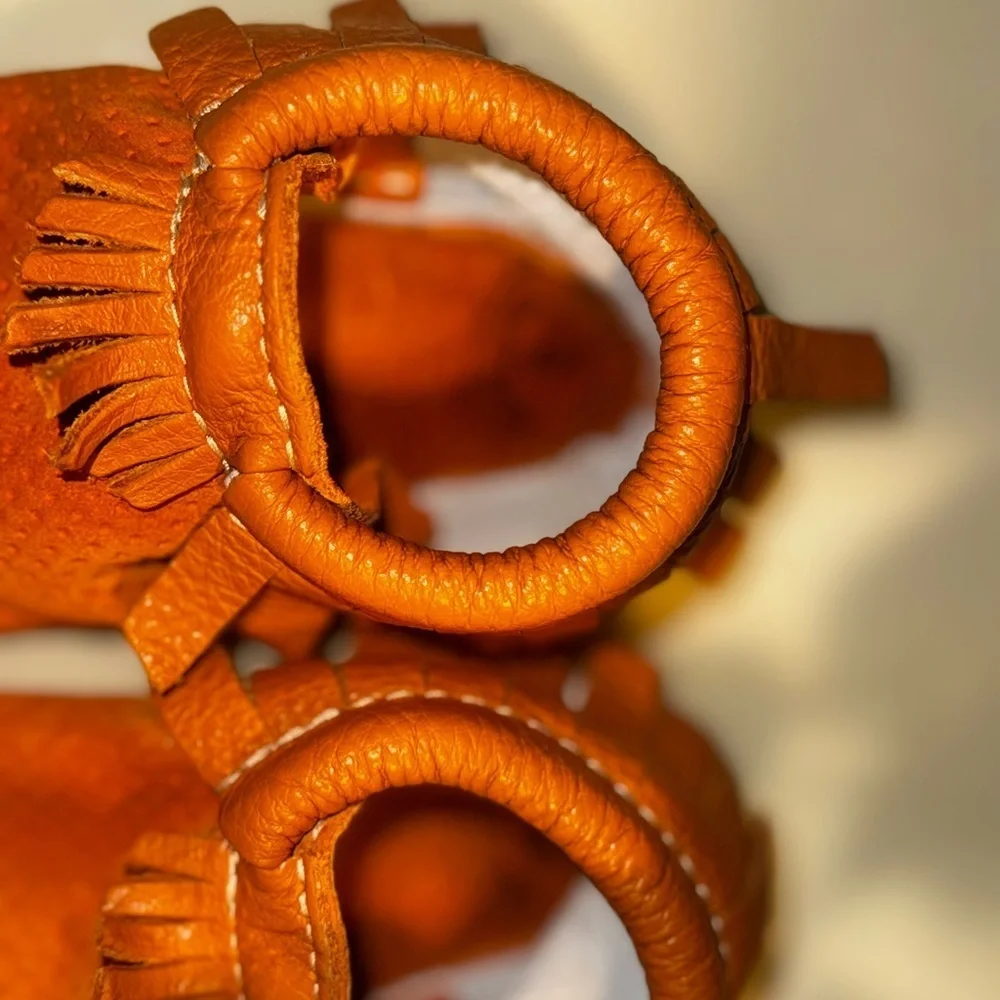 Freshly Picked Orange Moccasins with Elastic Openings